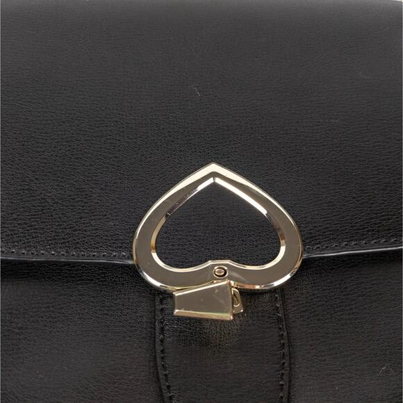 KATE SPADE Black Robyn Crossbody Medium Saddle Bag Leather Women's - Picture 4 of 9